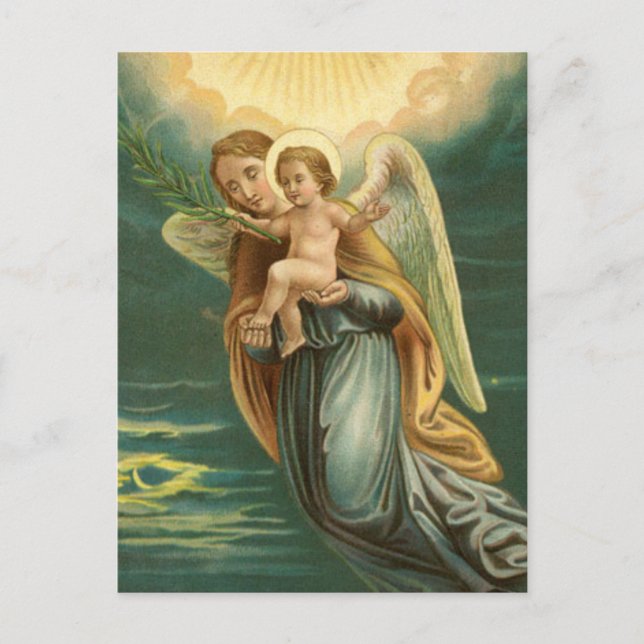 Christmas Guardian Angel And Baby Jesus Holiday Postcard (Front)