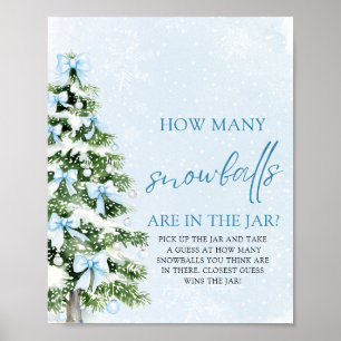 Christmas Guess How Many Snowballs Baby Shower Poster
