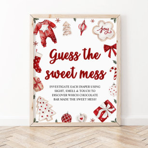 Christmas Guess the Sweet Mess Baby Shower Game Poster