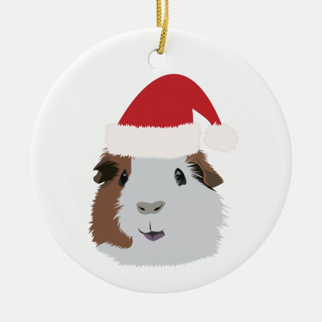 Christmas Guinea Pig Ceramic Tree Decoration (Front)