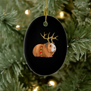 christmas guinea pig reindeer kawaii rodent pet wh ceramic tree decoration