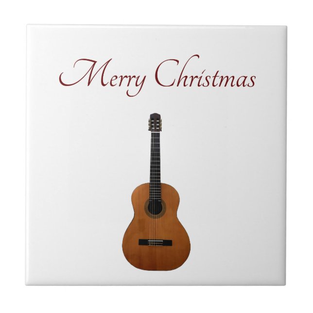 Christmas Guitar Musical Festive Typography Tile (Front)