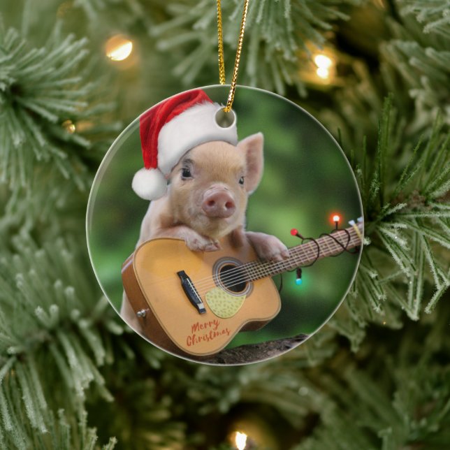 Christmas guitar pig ceramic tree decoration (Tree)