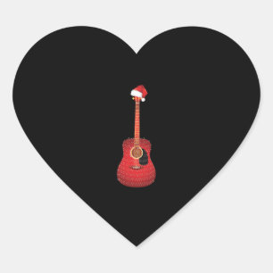 Christmas Guitar santa hat Heart Sticker