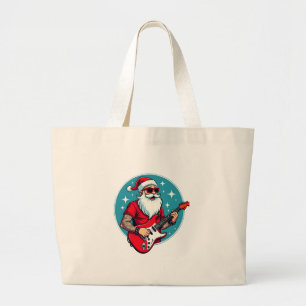 Christmas guitarist  Rockmusic Christmas Large Tote Bag