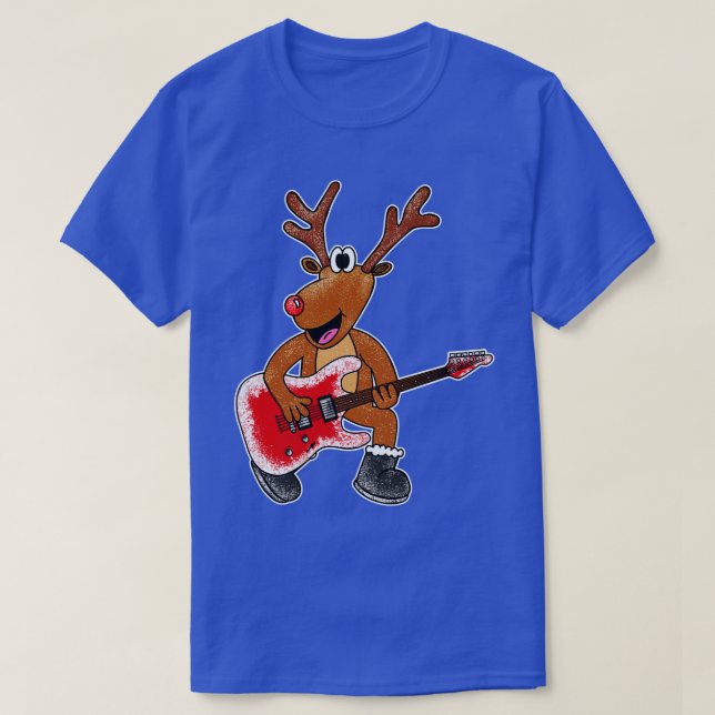 Christmas Guitarist Rudolf The Reindeer Electric G T-Shirt (Design Front)