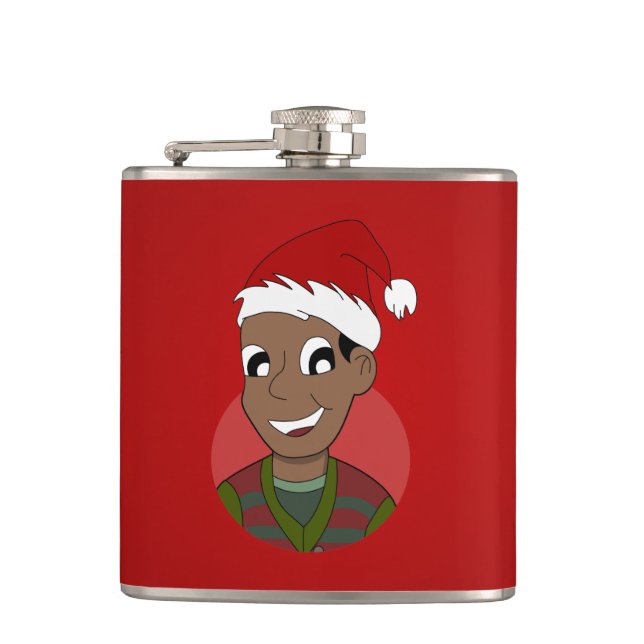 Christmas guy cartoon hip flask (Front)