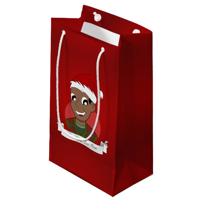 Christmas guy cartoon small gift bag (Front Angled)