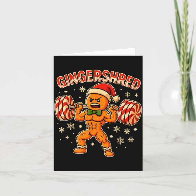 Christmas Gym Gingerbread Gingershred Xmas Workout Card (Front)