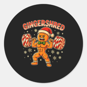 Christmas Gym Gingerbread Gingershred Xmas Workout Classic Round Sticker