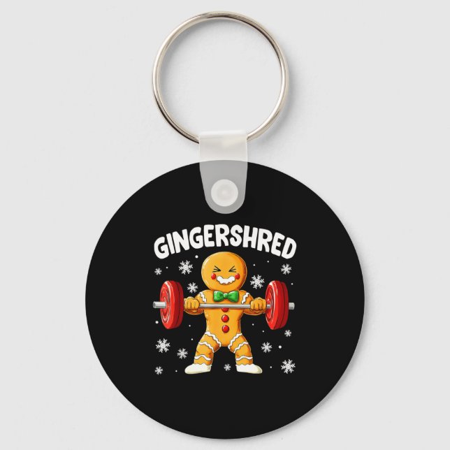 Christmas Gym Gingerbread Gingershred Xmas Workout Key Ring (Front)