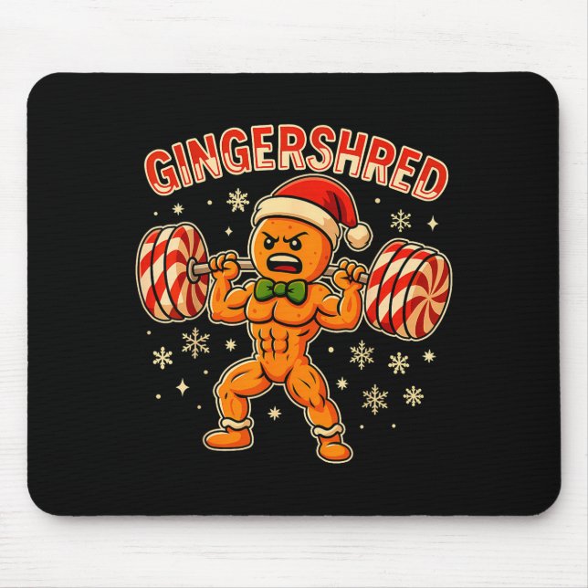 Christmas Gym Gingerbread Gingershred Xmas Workout Mouse Pad (Front)
