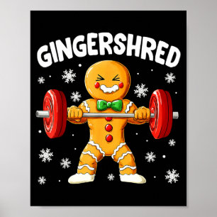Christmas Gym Gingerbread Gingershred Xmas Workout Poster