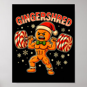 Christmas Gym Gingerbread Gingershred Xmas Workout Poster