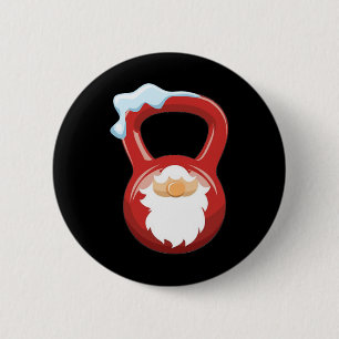 Christmas Gym Workout Gnome Kettlebell Xmas For Gy 6 Cm Round Badge