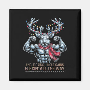 Christmas Gym Workout Reindeer Gains Flexing All T Magnet