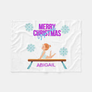 Christmas GYMNAST kids blanket personalised.