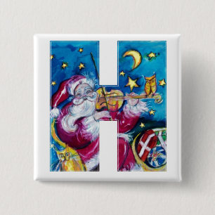 CHRISTMAS H LETTER / INSPIRED SANTA MONOGRAM 15 CM SQUARE BADGE