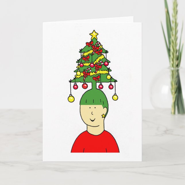 Christmas Hairstyle Cartoon Humour Holiday Card (Front)