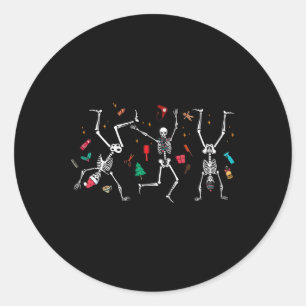 Christmas Hairstylist Skeleton Dancing Hairdresser Classic Round Sticker