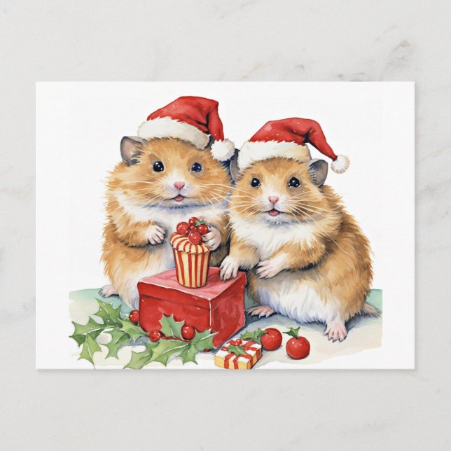 Christmas Hampsters, oh so cute, Postcard (Front)
