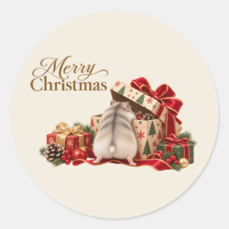 Christmas Hamster Exploring Gifts Sticker