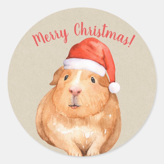 Christmas Hamster Guinea Pig Country Holiday Classic Round Sticker (Front)