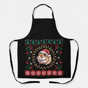Christmas Hamster Santa Hat Ugly Sweater Xmas Apron