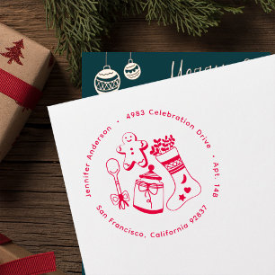 Christmas Hand Drawn Holiday Baking Return Address Self-inking Stamp