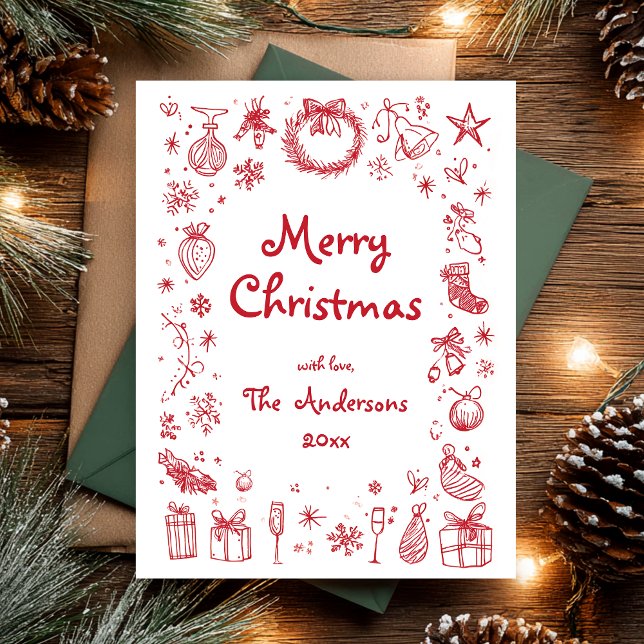 Christmas Hand Drawn  Holiday Postcard (Creator Uploaded)