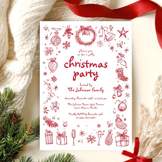 Christmas Hand Drawn Party Invitation (Creator Uploaded)