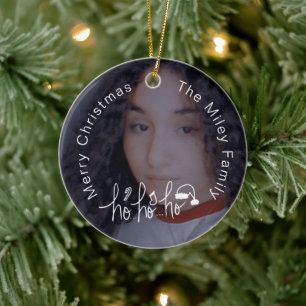 Christmas Hand Drawn Santa Lettering Family Ceramic Tree Decoration