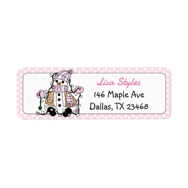Christmas Hand drawn Snowman Pink (Front)