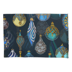 Christmas Hand Drawn, Vintage Decorations. Pillowcase