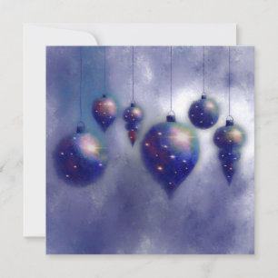 Christmas hanging Blue Baubles Flat Card