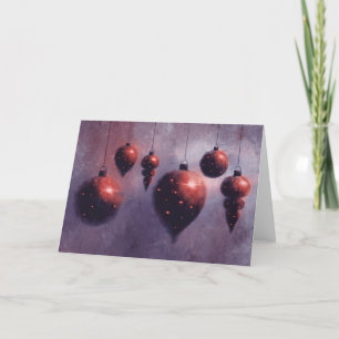 Christmas hanging Red Baubles Folded Holiday Card