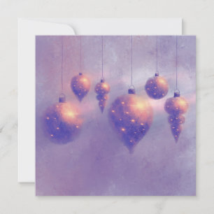 Christmas hanging Rose Gold Baubles Flat Card