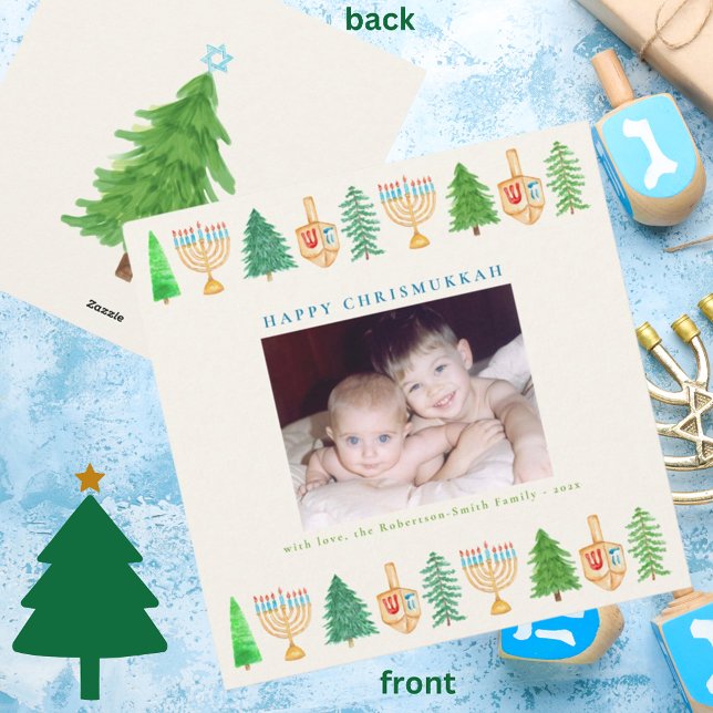 Christmas Hanukkah Chrismukkah Square Holiday Card (Creator Uploaded)
