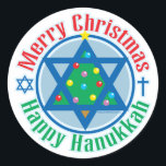 Christmas-Hanukkah Classic Round Sticker<br><div class="desc">Christmas-Hanukkah</div>