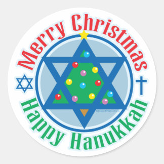 Christmas-Hanukkah Classic Round Sticker