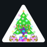 Christmas Hanukkah Interfaith Holiday Fun Triangle Sticker<br><div class="desc"></div>