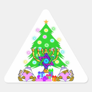 Christmas Hanukkah Interfaith Holiday Fun Triangle Sticker