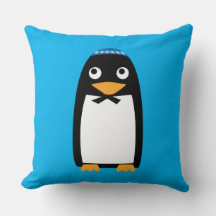 Christmas Hanukkah Jewish Penguin Yamulke Cushion