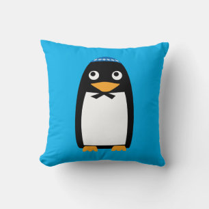 Christmas Hanukkah Jewish Penguin Yamulke Cushion