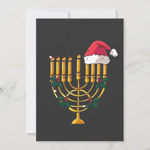 Christmas Hanukkah Jewish Santa Menorah  Invitation