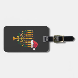 Christmas Hanukkah Jewish Santa Menorah  Luggage Tag