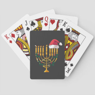 Christmas Hanukkah Jewish Santa Menorah  Playing Cards