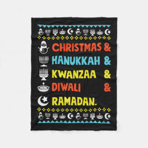 Christmas Hanukkah Kwanzaa Diwali Ramadan Funny Ug Fleece Blanket