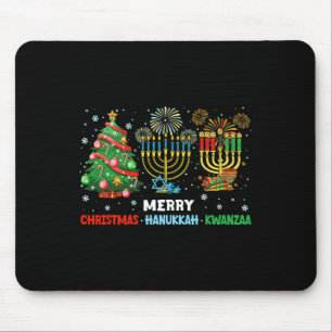 Christmas Hanukkah Kwanzaa Happy Holidays Matching Mouse Pad