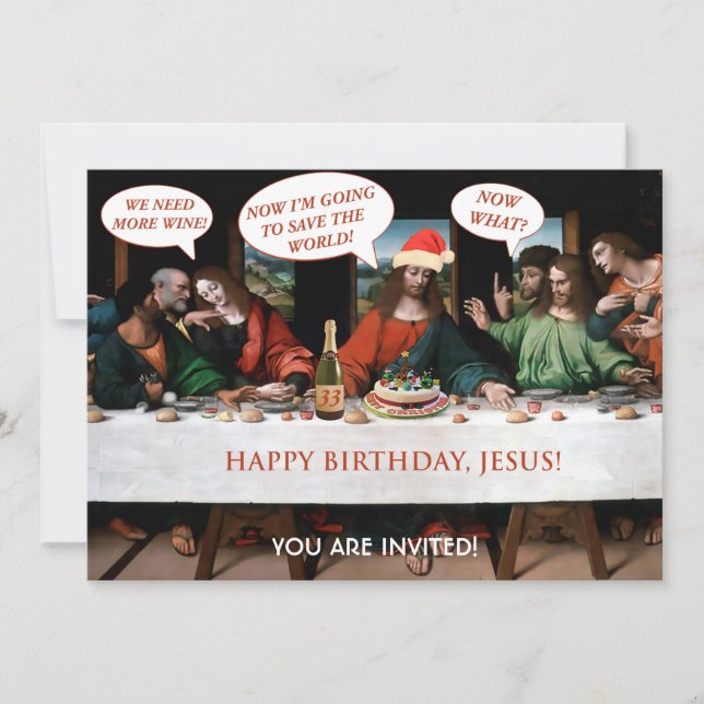 Christmas Happy Birthday Jesus Comics Style Funny Invitation (Front)